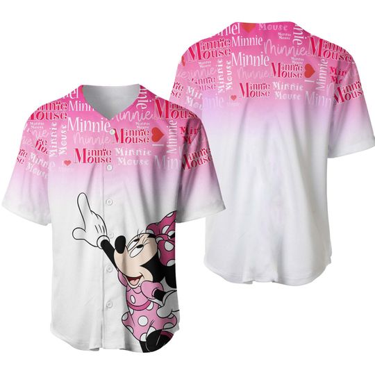 Minnie Mouse Quotes Pink White | Disney Custom Baseball Jersey