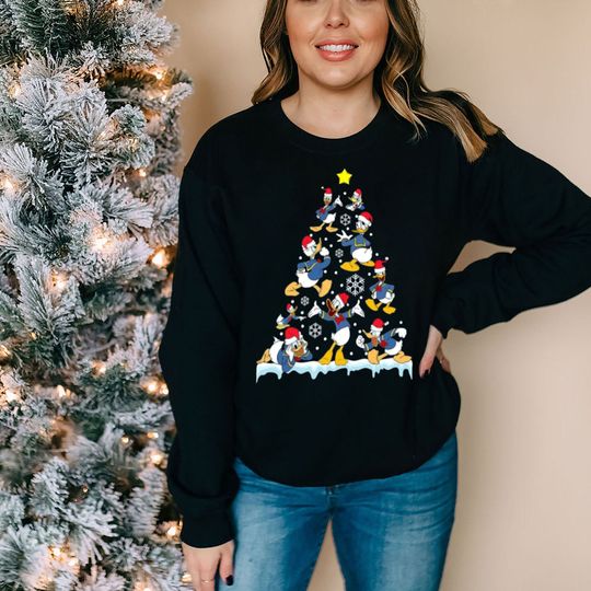 Disney Donald Duck Christmas Tree Sweatshirt, Disneyworld Sweatshirt