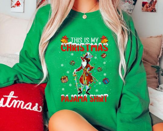 Disney Villains Captain Hook This Is My Christmas Pajama Light Sweatshirt