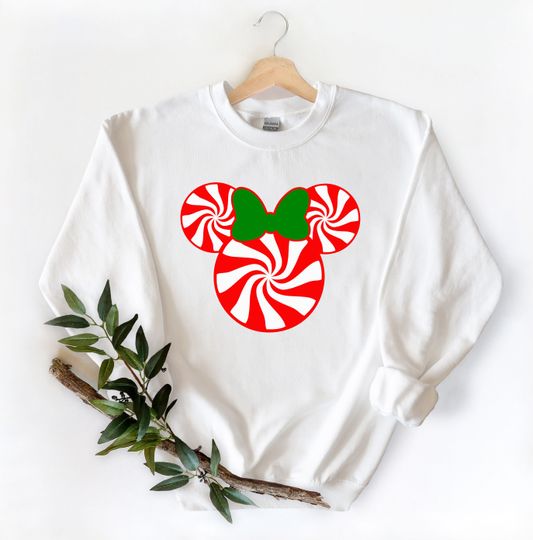 Fun Matching Disney Christmas Sweatshirt, Mickey Peppermint Swirl Sweatshirt