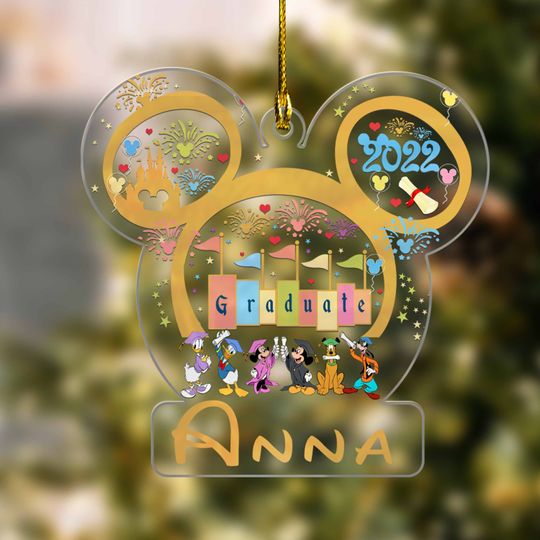 Personalized Mickey Mouse Stitch Ornament, Disneyland Graduation Ornament