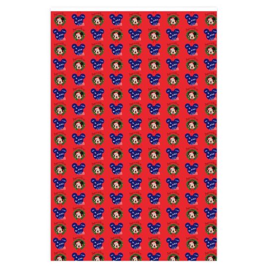 Disney Wrapping Paper, Christmas Wrapping Paper, Mickey Mouse, Red Wrapping Paper
