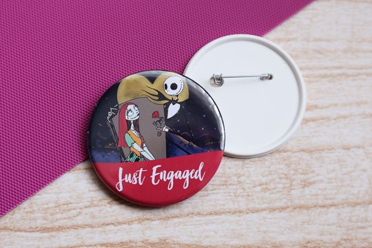 Disney Nightmare Before Christmas Jack and Sally Engagement Pin Button