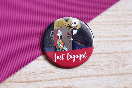 Disney Nightmare Before Christmas Jack and Sally Engagement Pin Button
