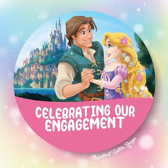 Disney Tangled Engagement Pin Button, Disney Wedding Pin Button