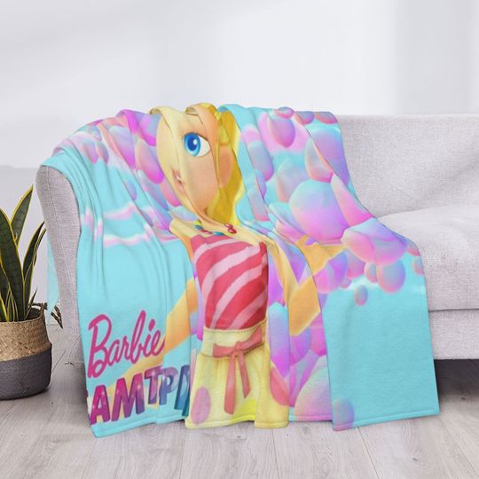 Disney Barbie Custom Name Ultra-Soft Flannel Blanket Throw All Seasons
