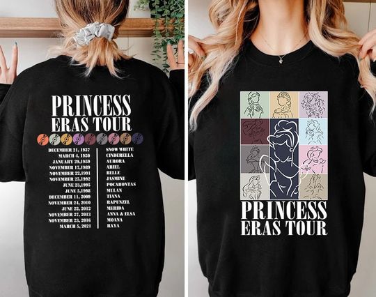 Princess Eras Tour Double-Sided Shirt, Disney Princess Shirt
