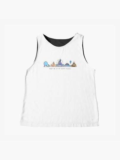 Meet me at my Happy Place Vector Orlando Theme Park Illustration Design Sleeveless Top