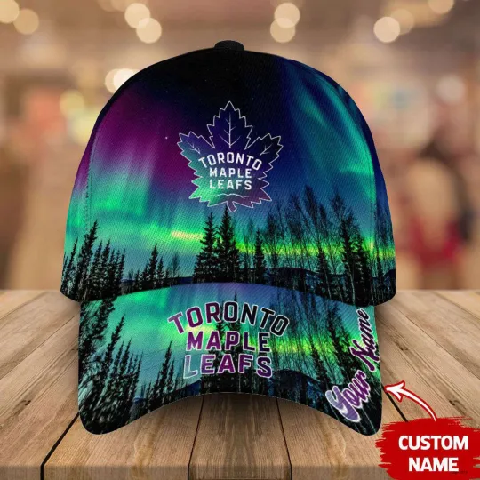Personalized Toronto Maple Leafs Baseball Cap Northern Lights Hockey Hat Gift