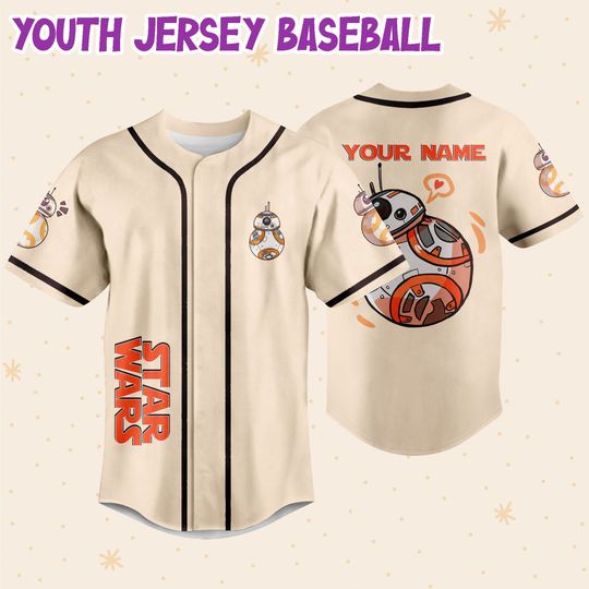 Personalize Star Wars BB8 Chibi Style Custom Disney Baseball Jersey