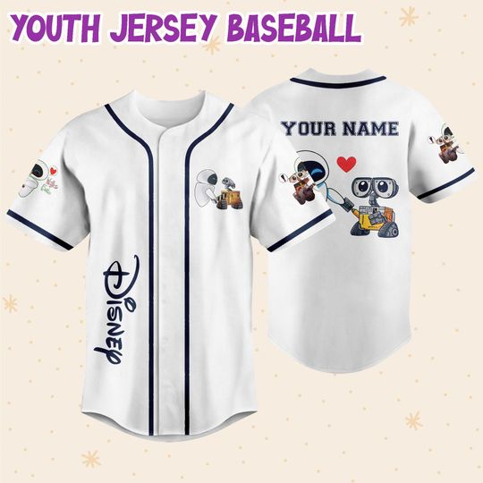 Personalized Disney Pixar WALL-E And EVE Baseball Jersey