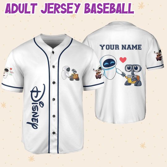 Personalized Disney Pixar WALL-E And EVE Baseball Jersey