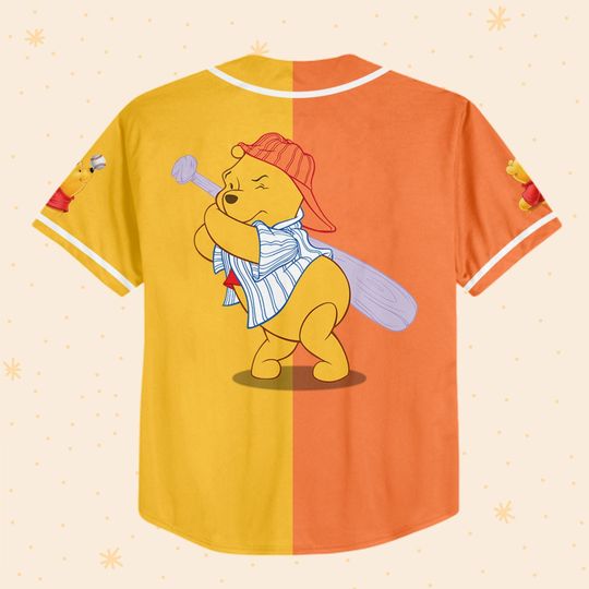 Personalize Pooh Baseball Orange Yellow Disney Baseball Jersey