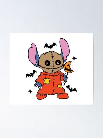 Stitch Jack Skellington Disney Halloween Poster