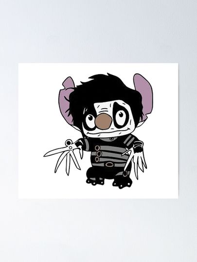 Stitch Edward Scissorhands Disney Halloween Poster
