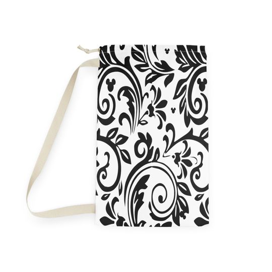 Disney Inspired Laundry Bag / Hidden Mickey/ Damask Print n