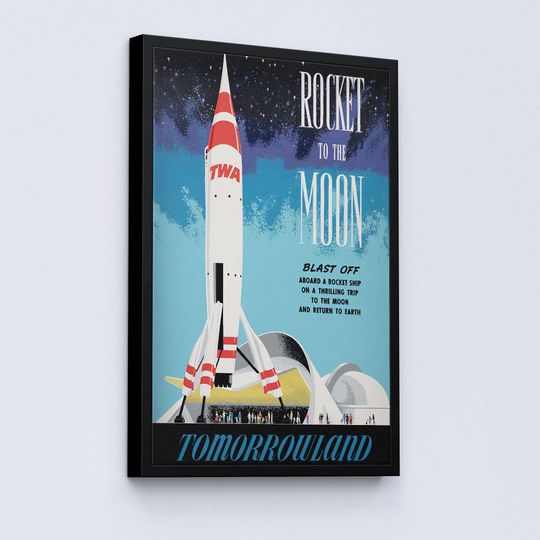 Vintage Disneyland Rocket to the Moon Attraction Poster