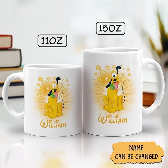 Disney Pluto Mugs, Pluto Coffee Mugs, Pluto Coffee Cup, Personalized Pluto Mug, Disneyland Mug
