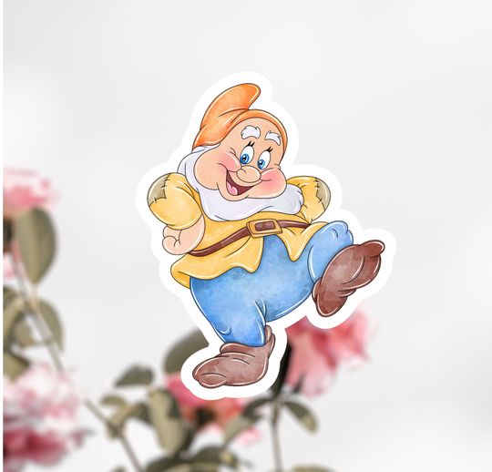 Seven Dwarfs Happy Sticker, Disney Sticker Decal, Snow White Happy Sticker