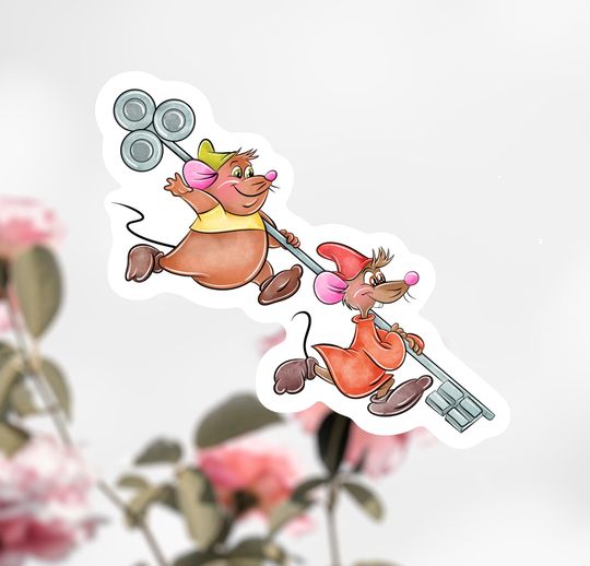 Cinderellas Mice Sticker, Disney Mouse Sticker, Cinde Sticker
