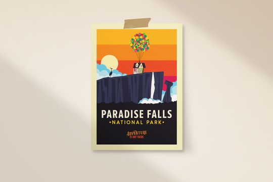 Paradise Falls Travel Poster, Disney UP Poster