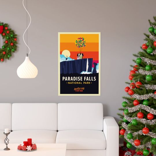 Paradise Falls Travel Poster, Disney UP Poster
