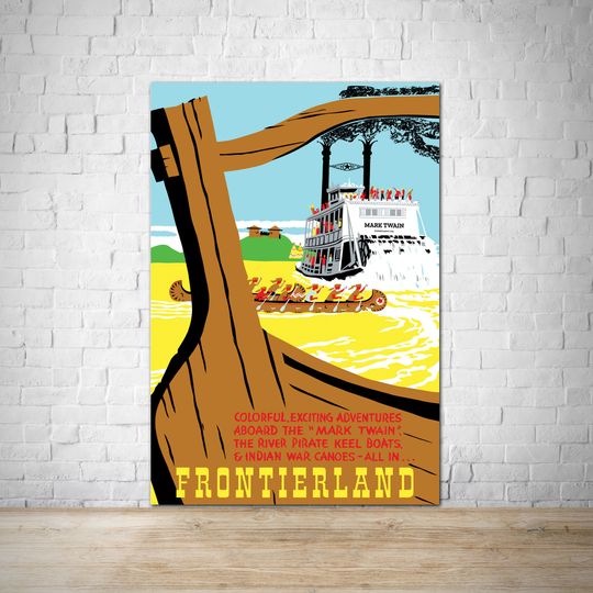 Mark Twain Frontierland Attraction Disneyland Vintage Poster
