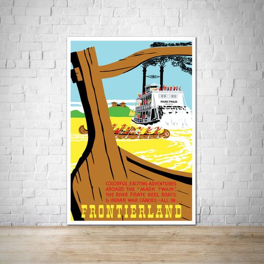 Mark Twain Frontierland Attraction Disneyland Vintage Poster