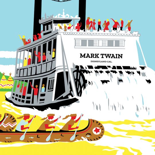 Mark Twain Frontierland Attraction Disneyland Vintage Poster