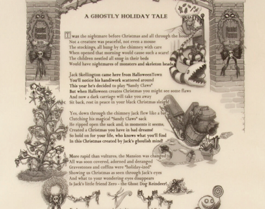 Disneyland Haunted Mansion Holiday Nightmare Before Christmas Scroll Poster