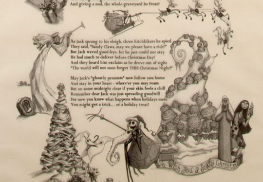 Disneyland Haunted Mansion Holiday Nightmare Before Christmas Scroll Poster