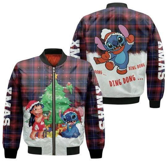 Stitch And Lilo Santa Merry Christmas Disney Bomber Jacket