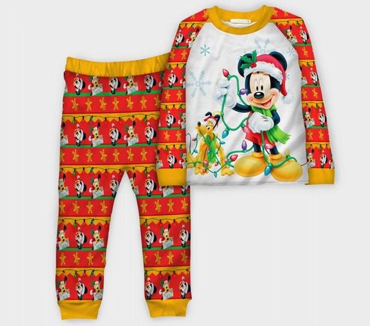 Mickey & Pluto Pajamas Set, Christmas Disney Pajamas