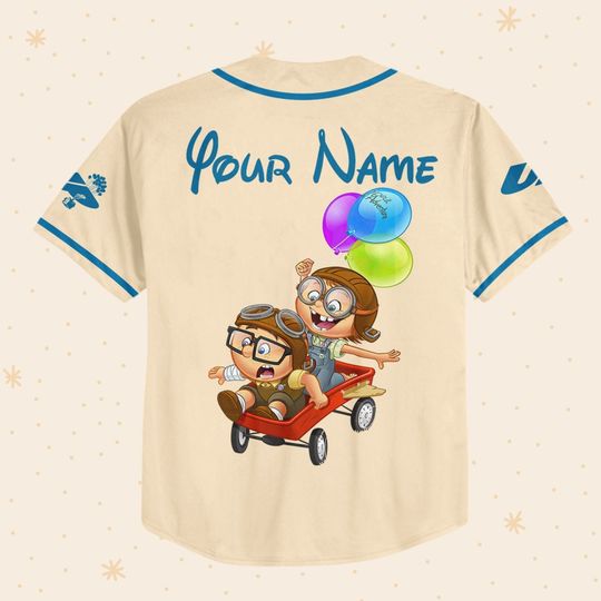 Personalized Disney UP Kid Ellie And Carl, Custom Baseball Jersey