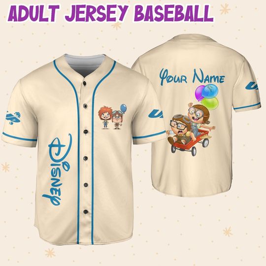 Personalized Disney UP Kid Ellie And Carl, Custom Baseball Jersey