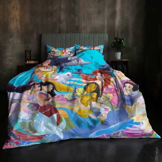 Custom Christmas Disney Princess Three-Piece Quilt cover Set