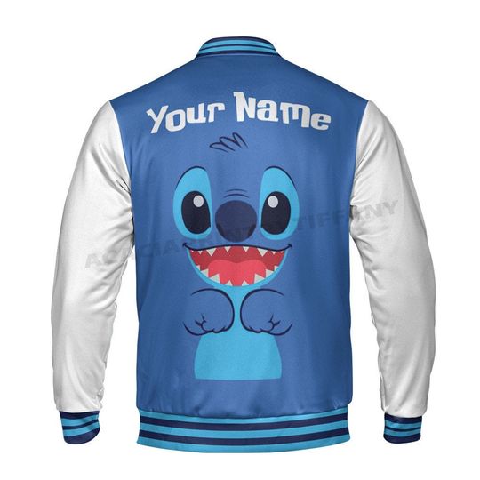 Custom Stitch Couple Baseball Jacket, Disney Stitch Varsity Jacket