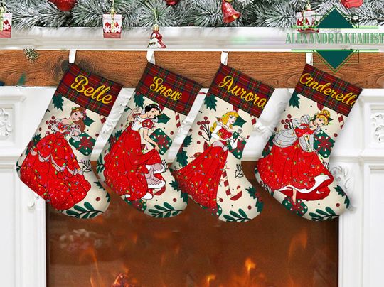 Personalized Disney Princess Christmas Stocking, Family Christmas Stocking