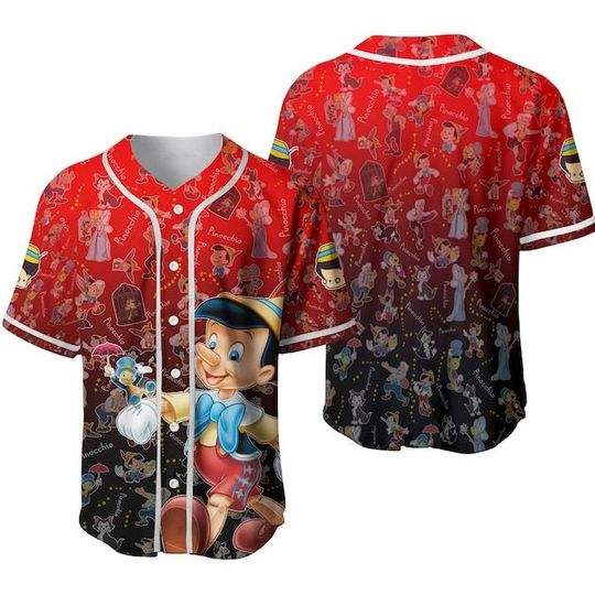 Pinocchio Jiminy Cricket Geppetto Monstro Disney Baseball Jersey