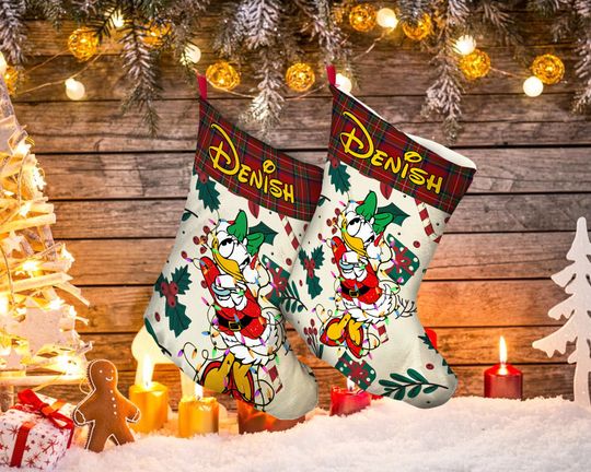 Custom Name Daisy Duck Christmas Stocking, Disney Stocking