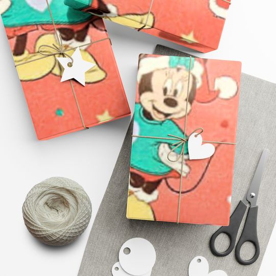 Vintage Disney Christmas Mickey Mouse Gift Wrap Paper