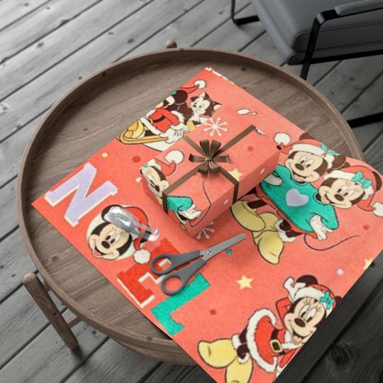 Vintage Disney Christmas Mickey Mouse Gift Wrap Paper
