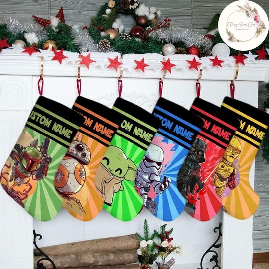 Personalized Star Wars Disney Christmas Stocking, Family Christmas Stocking