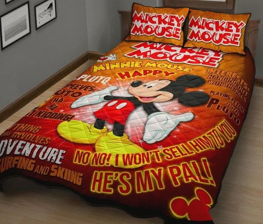 Mickey Cute Bed Set, Disney Christmas Bedding Set