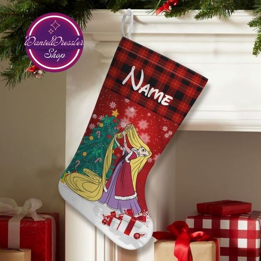 Personalized Disney Princess Christmas Stocking, Stocking With Name, Disney Princess Characters Stocking