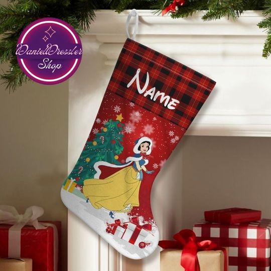Personalized Disney Princess Christmas Stocking, Stocking With Name, Disney Princess Characters Stocking