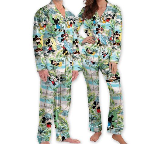 Disney Mickey Beach Pajamas Set, Mickey Aloha Pajama