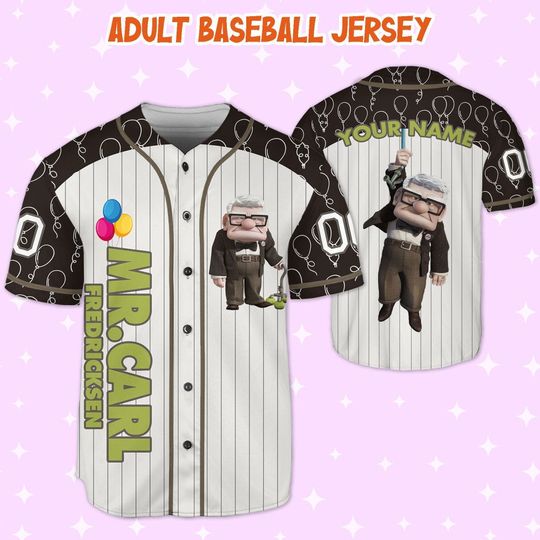 Personalized Disney UP Carl Fredricksen Balloon Baseball Jersey