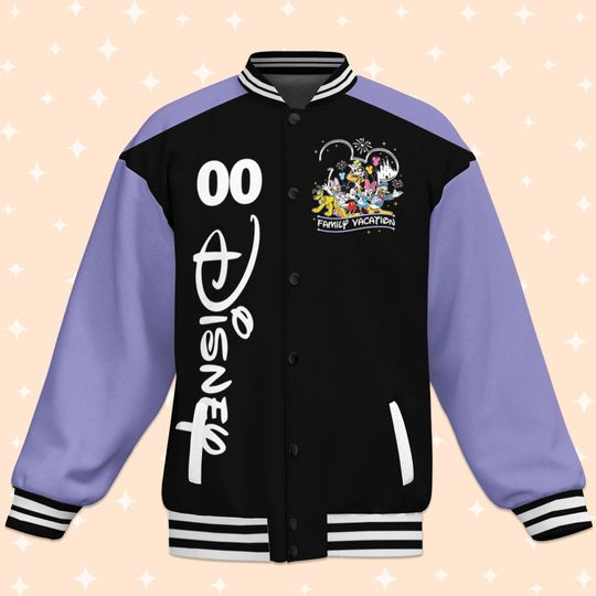 Custom Disney Trip Purple Varsity Jacket, Adult Varsity Jacket