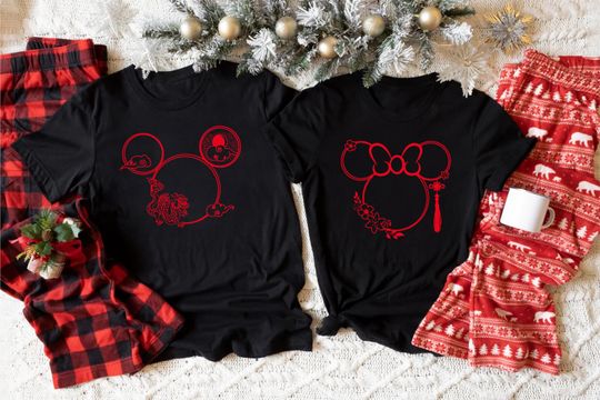 Chinese New Year Dragon Disney Shirt,2024 New Year Minnie And Mickey Head T-shirt